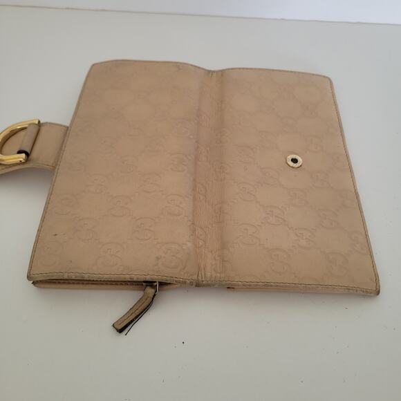 GUCCI D-Ring Abbey Clutch Wallet Large Monogram Bifold Beige Tan Vintage Designe - Picture 8 of 12